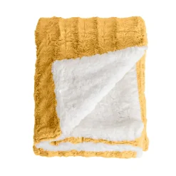 Couverture plaid BERGIL en polyester jaune 180x220 cm - SACASA