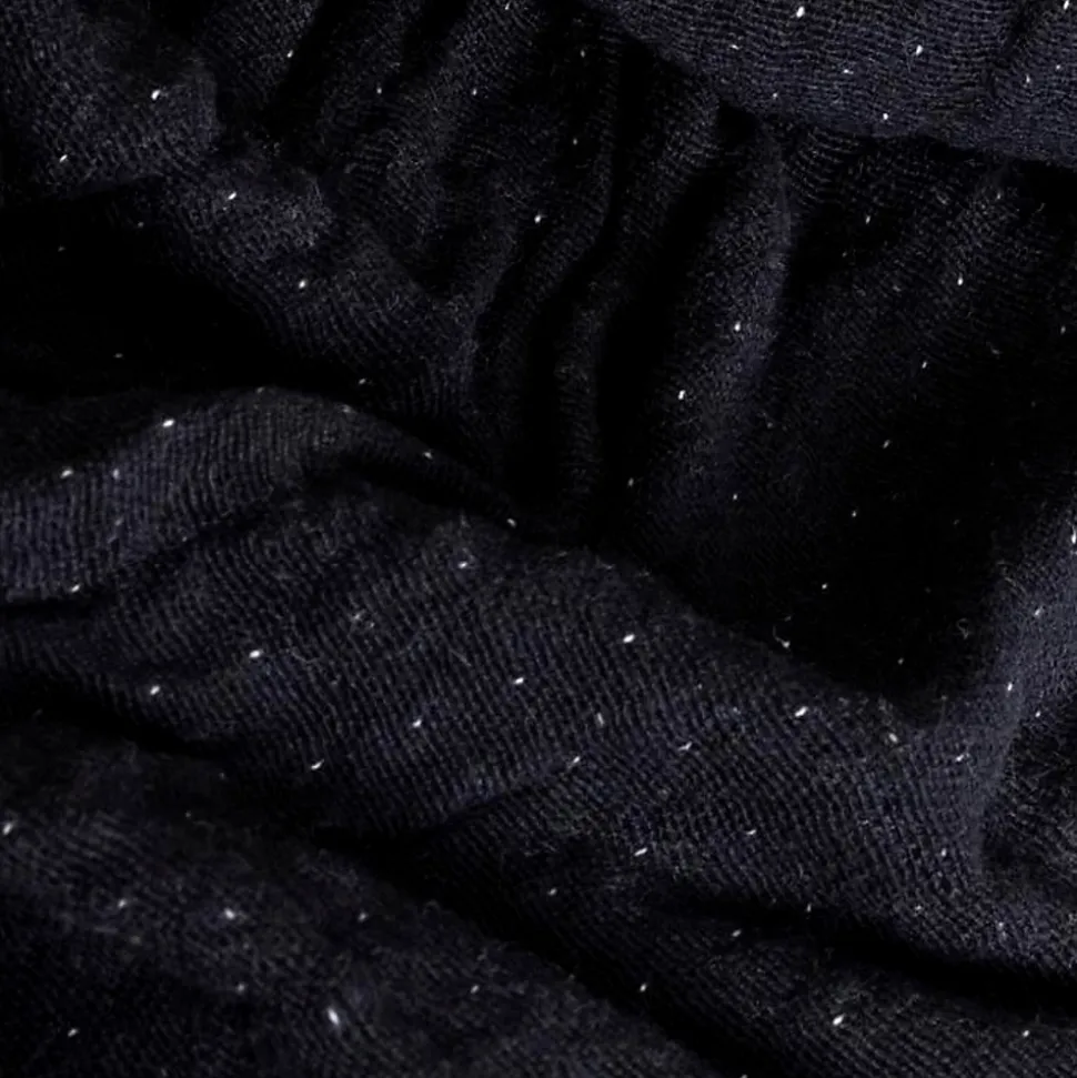 Couverture plaid BITALD en coton 100 % - Noir avec franges - 130x170 cm - SACASA