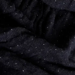 Couverture plaid BITALD en coton 100 % - Noir avec franges - 130x170 cm - SACASA