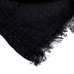 Couverture plaid BITALD en coton 100 % - Noir avec franges - 130x170 cm - SACASA