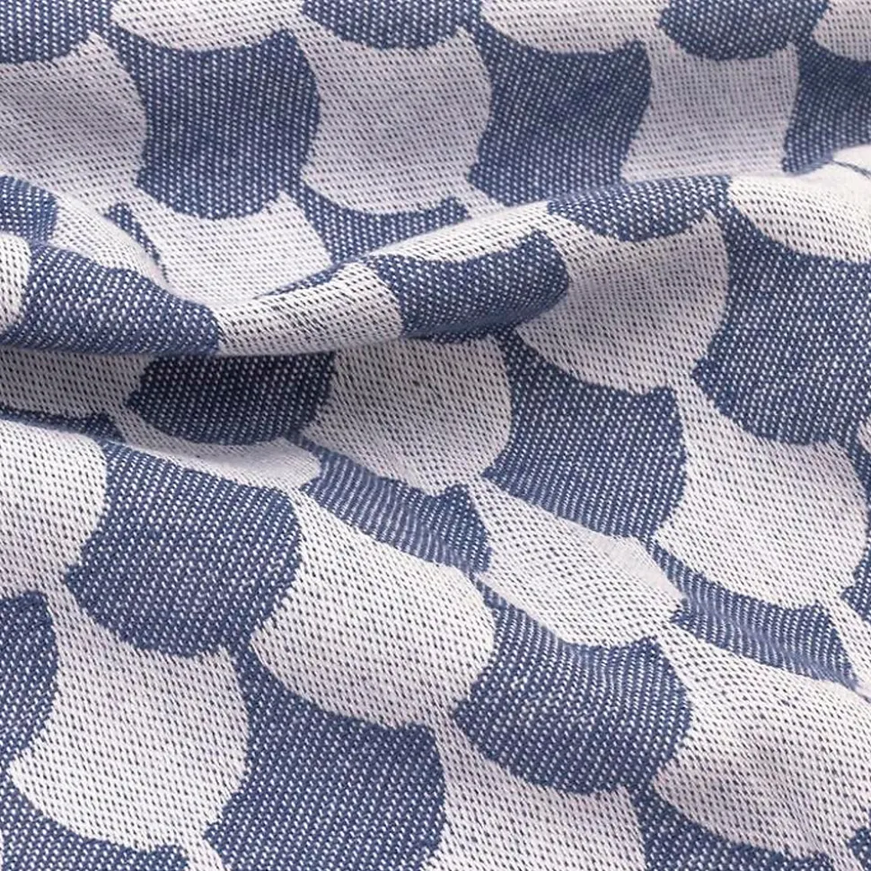 Couverture plaid DROPALL 100% coton bleu marine et blanc 130x170 cm - SACASA