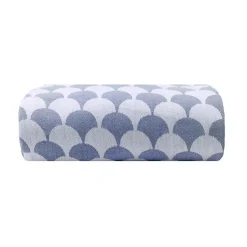 Couverture plaid DROPALL 100% coton bleu marine et blanc 130x170 cm - SACASA