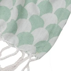 Couverture plaid en coton 100% vert à franges - DROPALL - SACASA