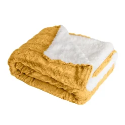 Couverture plaid en polyester jaune 130x170 cm - Collection BERGIL - SACASA