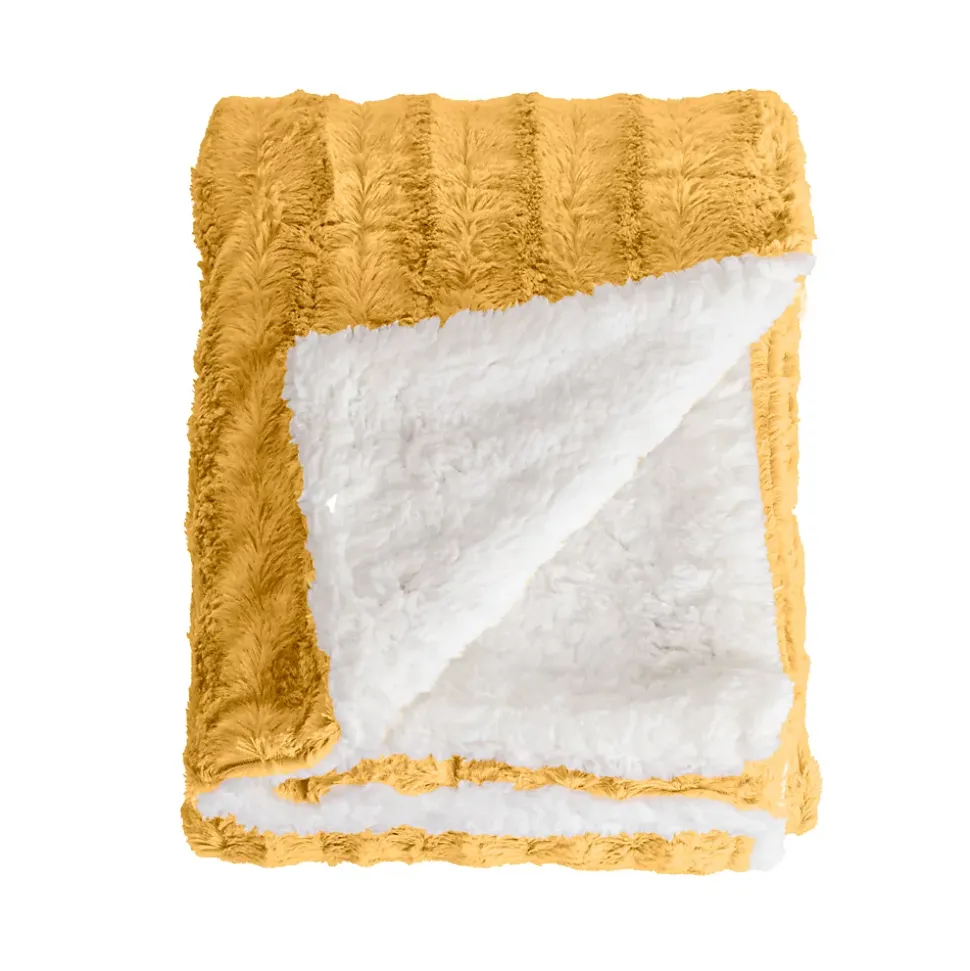 Couverture plaid en polyester jaune 130x170 cm - Collection BERGIL - SACASA