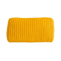 Couverture plaid jaune en coton 100% avec franges - 130x170 cm - SACASA