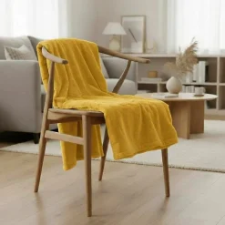 Couverture plaid jaune 130x160cm MINNOR - SACASA