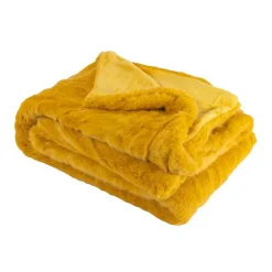 Couverture plaid jaune 130x160cm MINNOR - SACASA