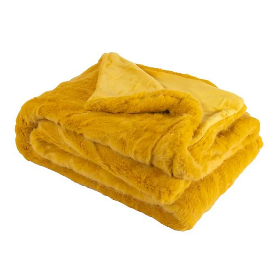 Couverture plaid jaune 130x160cm MINNOR - SACASA