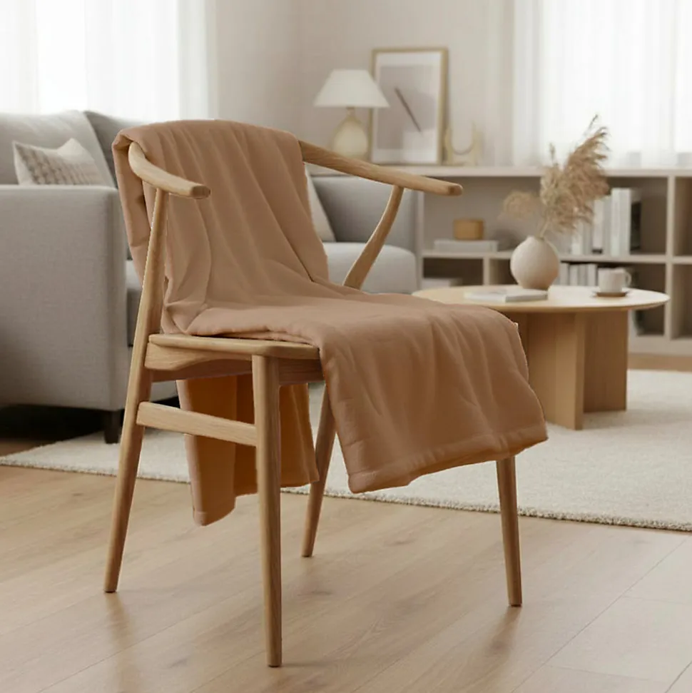 Couverture Plaid marron FLANBERG en Polyester - 180x220 cm - SACASA