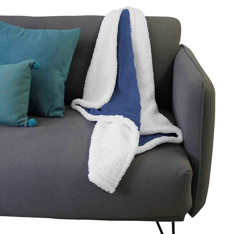 Couverture, plaid polaire pour enfant 75 x 100 cm en flanelle et sherpa ultra doux - Bleu - Monsieur Bébé