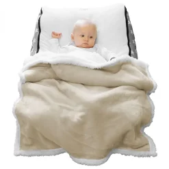 Couverture, plaid polaire pour enfant 75 x 100 cm en flanelle et sherpa ultra doux - Bleu - Monsieur Bébé