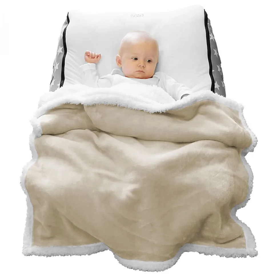 Couverture, plaid polaire pour enfant 75 x 100 cm en flanelle et sherpa ultra doux - Bleu - Monsieur Bébé