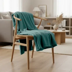 Couverture plaid verte 130x170cm PANORA - SACASA