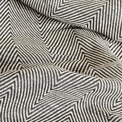 Couverture plaid ZIGORA en coton 100 % - Noir avec franges 180x220 cm - SACASA