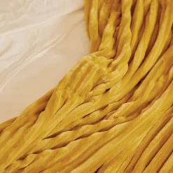 Couverture polaire - - Effet côtelé 3D (180x240 cm - Jaune)