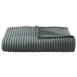 Couverture polaire - - Effet côtelé 3D (240x260 cm - Gris clair)