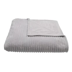 Couverture polaire - - Effet côtelé 3D (240x260 cm - Gris Perle)