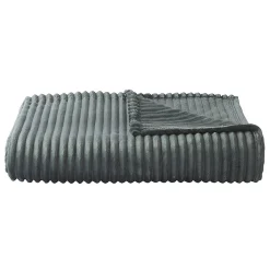 Couverture polaire - - Effet côtelé 3D (240x220 cm - Gris clair)