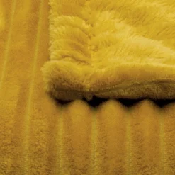 Couverture polaire - - Effet côtelé 3D (240x260 cm - Jaune)