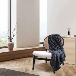 Couverture polaire - - Effet côtelé 3D (150x240 cm - Gris Foncé)