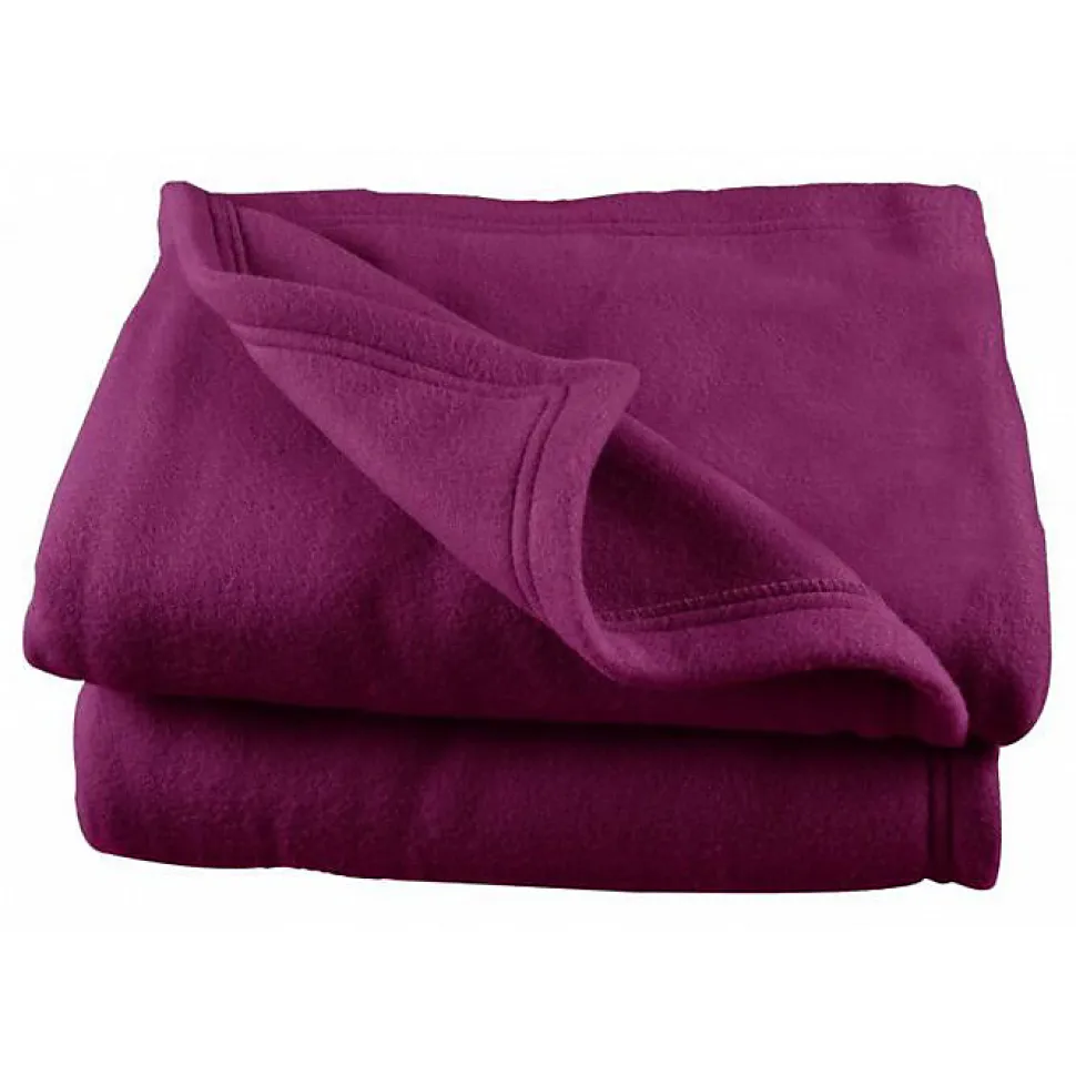 Couverture polaire 240 x 260 cm "Grande largeur" prune