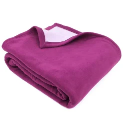 Couverture polaire luxe 180x220 cm 100% polyester 430g/m2 NARVIK Violet Prune