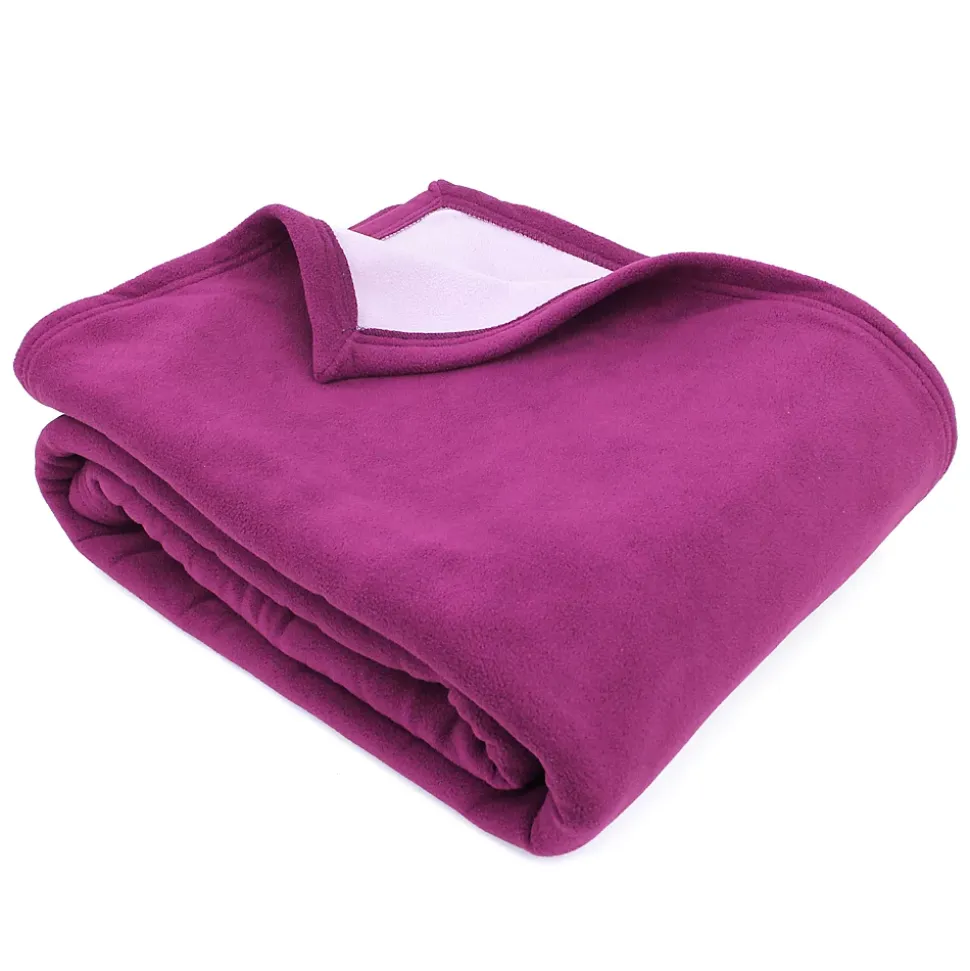 Couverture polaire luxe 180x220 cm 100% polyester 430g/m2 NARVIK Violet Prune