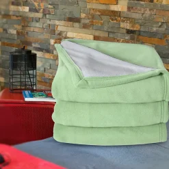 Couverture polaire luxe 180x220 cm 100% polyester 430g/m2 NARVIK Vert Tilleul