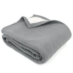 Couverture polaire luxe 180x220 cm 100% polyester 430g/m2 NARVIK Gris Acier