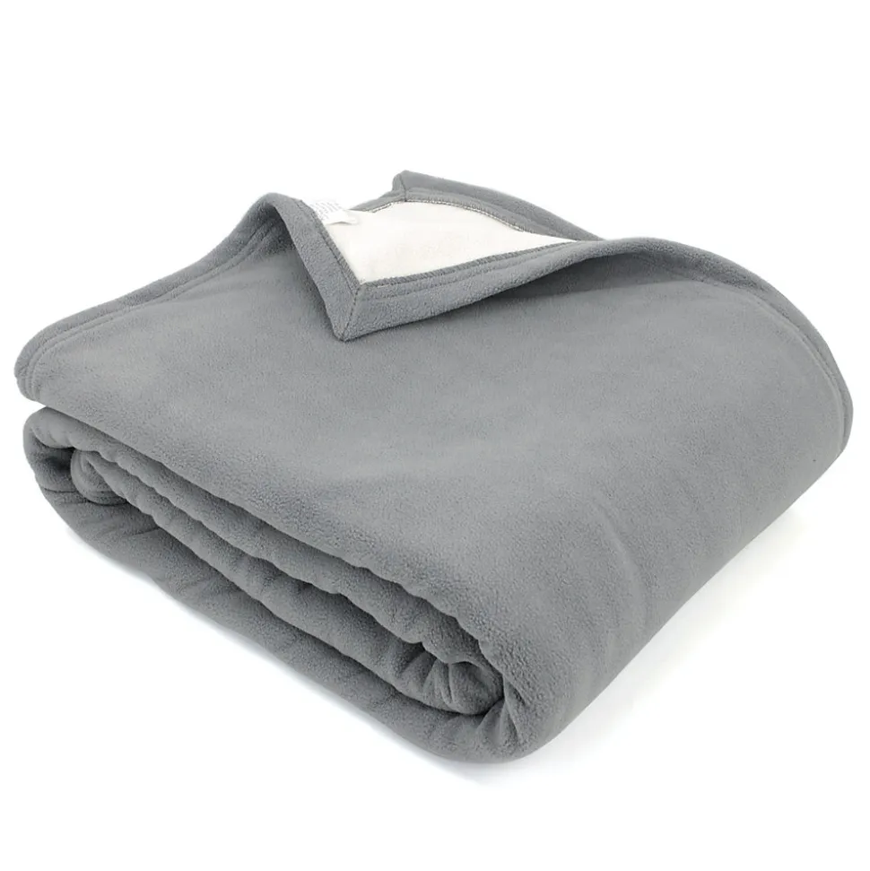 Couverture polaire luxe 180x220 cm 100% polyester 430g/m2 NARVIK Gris Acier