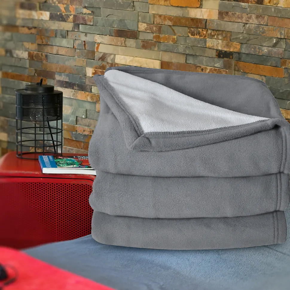 Couverture polaire luxe 180x220 cm 100% polyester 430g/m2 NARVIK Gris Acier