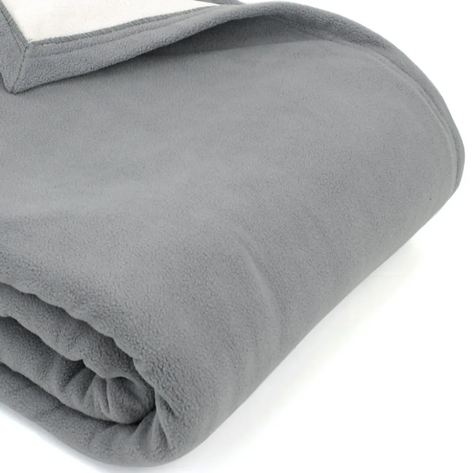 Couverture polaire luxe 180x220 cm 100% polyester 430g/m2 NARVIK Gris Acier
