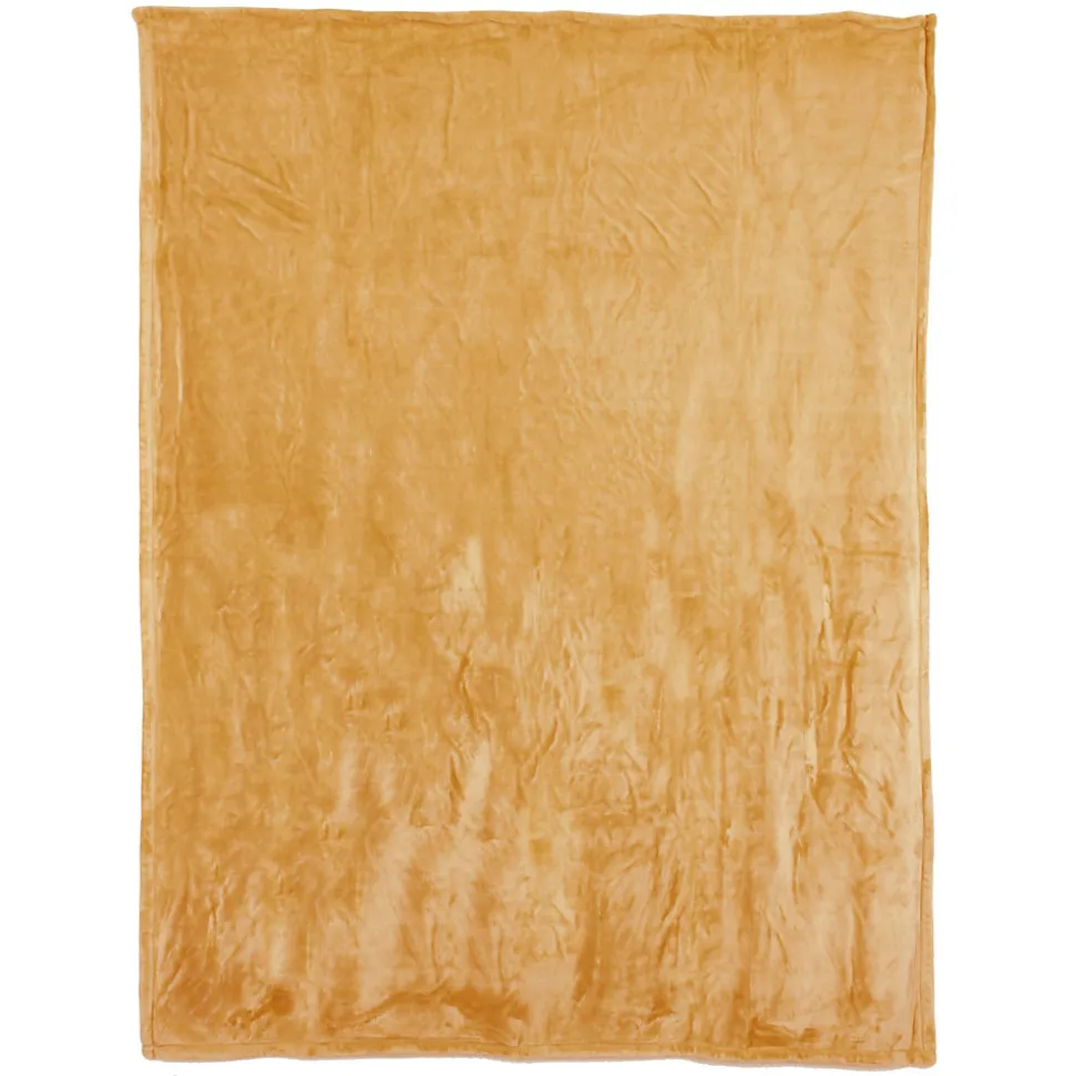 Couverture polaire microvelours 180x220 cm VELVET Jaune Miel