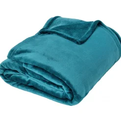 Couverture polaire microvelours 240x260 cm VELVET Bleu Lac
