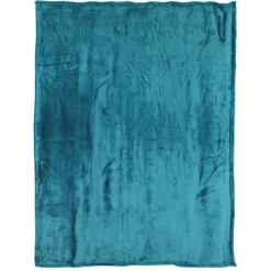 Couverture polaire microvelours 240x260 cm VELVET Bleu Lac