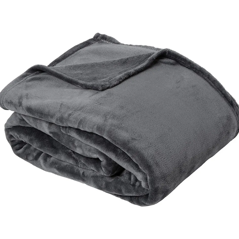 Couverture polaire microvelours 220x240 cm VELVET Gris Acier