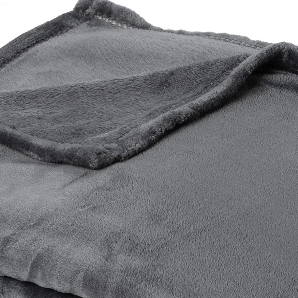 Couverture polaire microvelours 220x240 cm VELVET Gris Acier