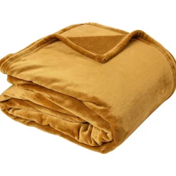 Couverture polaire microvelours 220x240 cm VELVET Jaune Miel