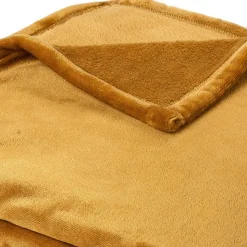 Couverture polaire microvelours 220x240 cm VELVET Jaune Miel