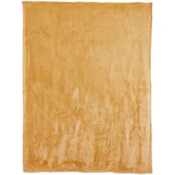 Couverture polaire microvelours 240x260 cm VELVET Jaune Miel