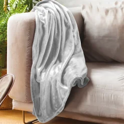 Couverture polaire microvelours 240x260 cm VELVET Gris Perle