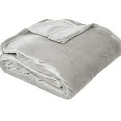 Couverture polaire microvelours 240x260 cm VELVET Gris Perle
