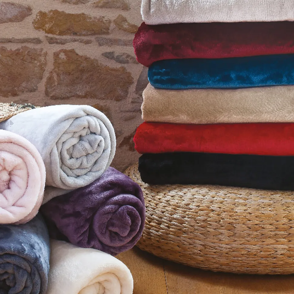 Couverture polaire microvelours 240x260 cm VELVET Gris Perle