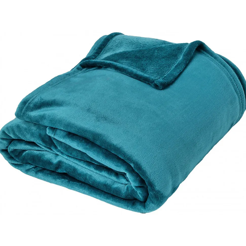 Couverture polaire microvelours 220x240 cm VELVET Bleu Lac