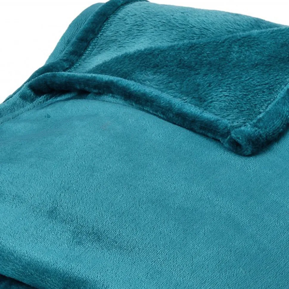 Couverture polaire microvelours 220x240 cm VELVET Bleu Lac