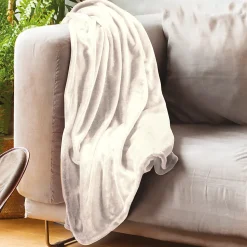 Couverture polaire microvelours 240x260 cm VELVET Ivoire