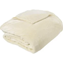 Couverture polaire microvelours 180x220 cm VELVET Ivoire