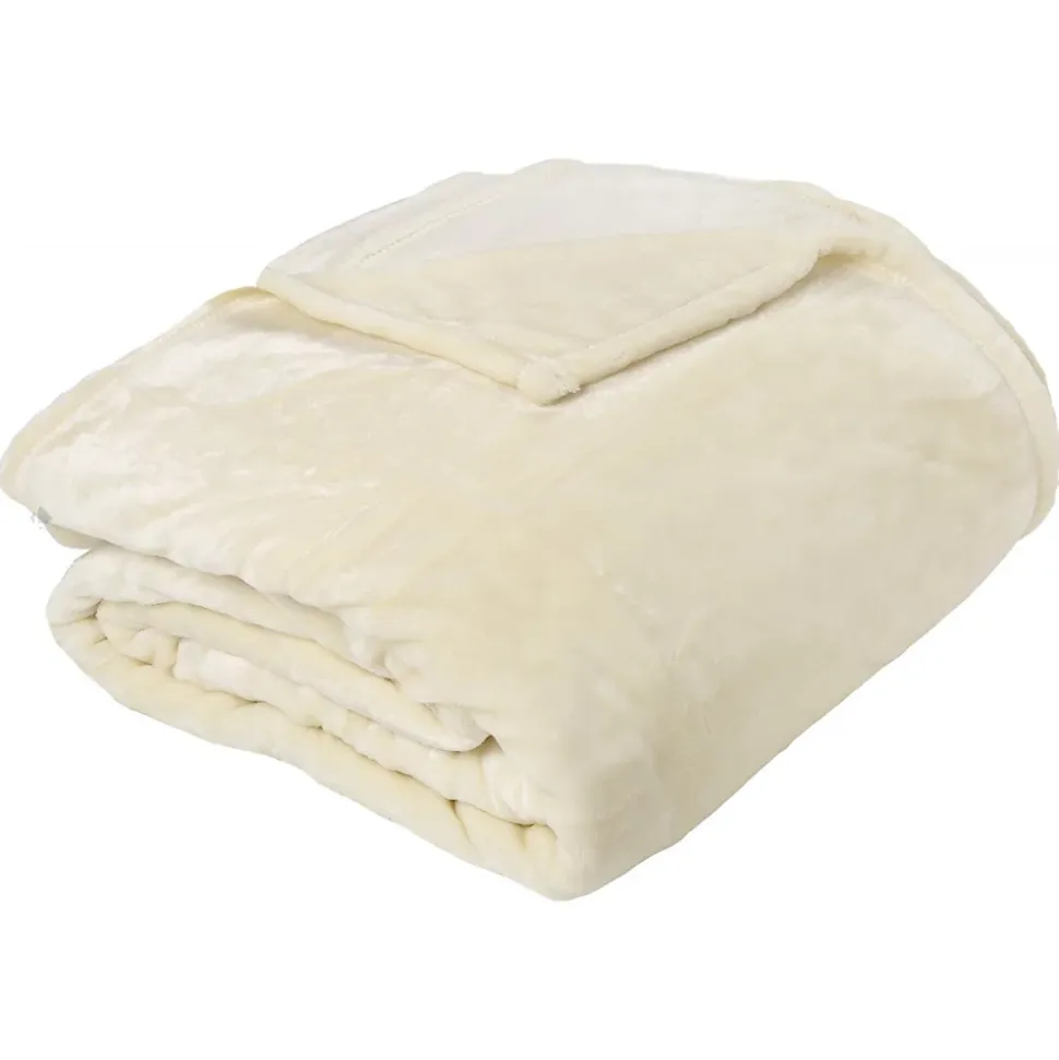 Couverture polaire microvelours 180x220 cm VELVET Ivoire