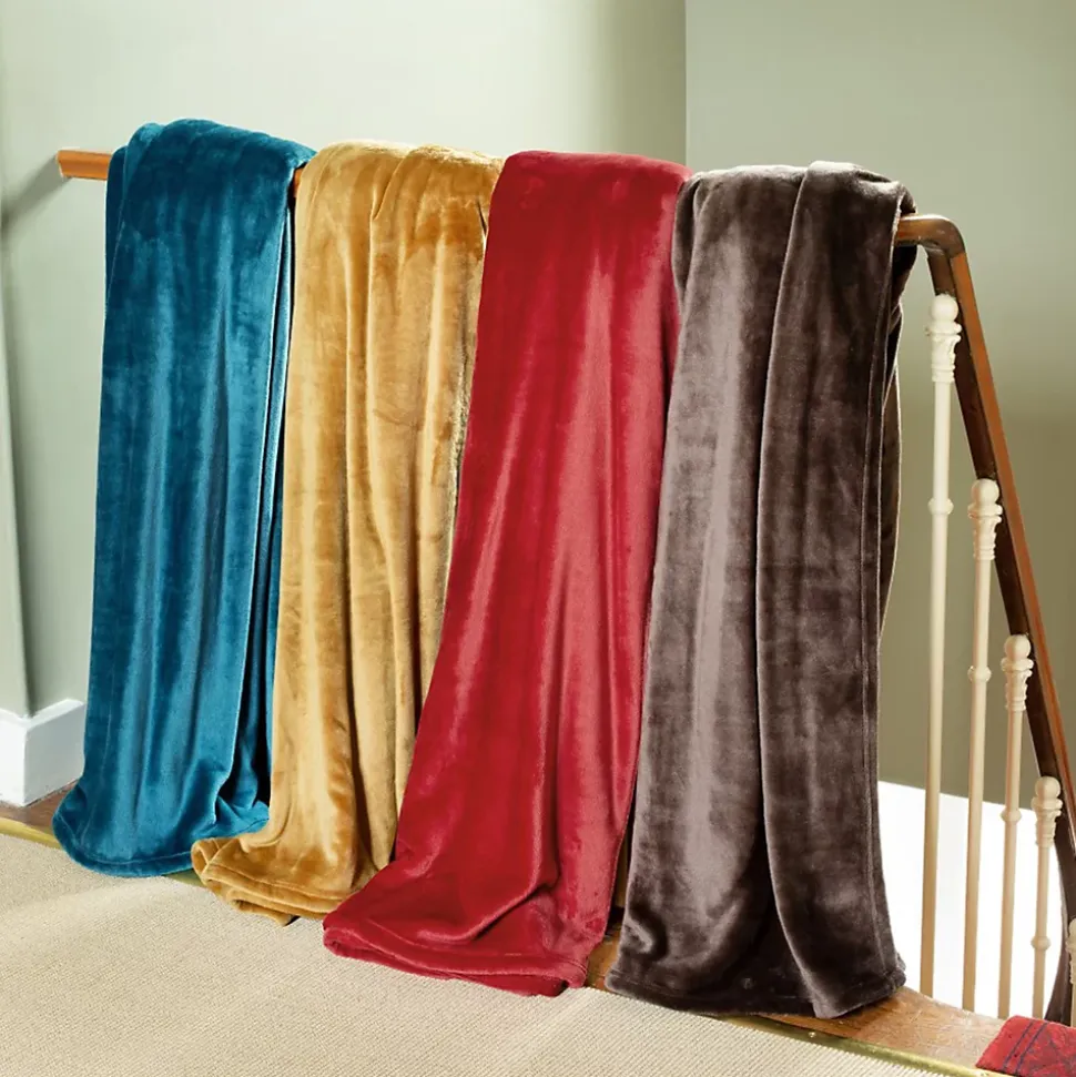 Couverture polaire microvelours 180x220 cm VELVET Ivoire